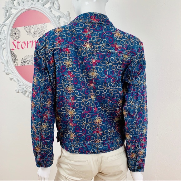 🎉HP Coldwater CreekEmbroider Floral Jean Cardigan - Picture 3 of 7